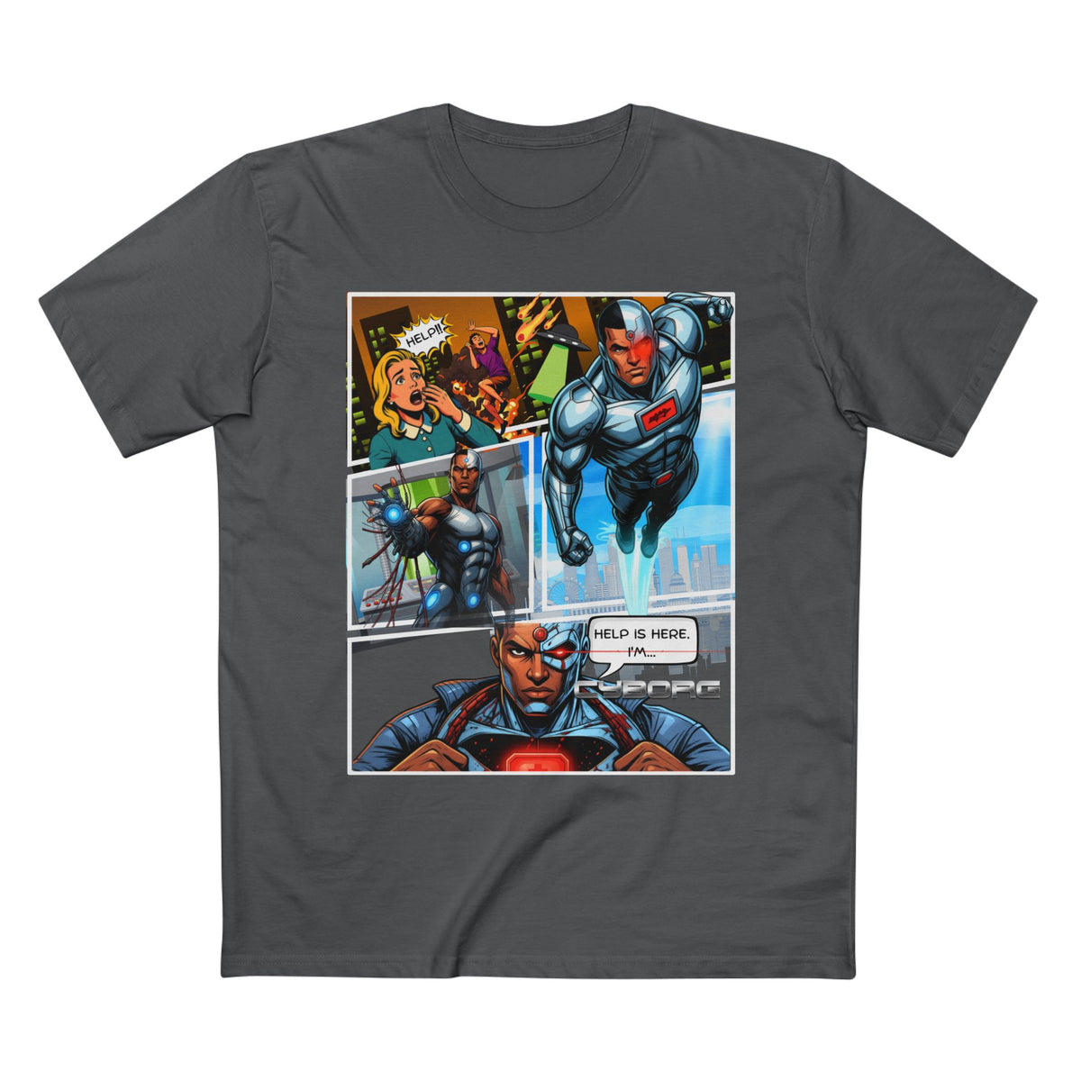 Cyborg Illustrated Hero - Graphic T-Shirt