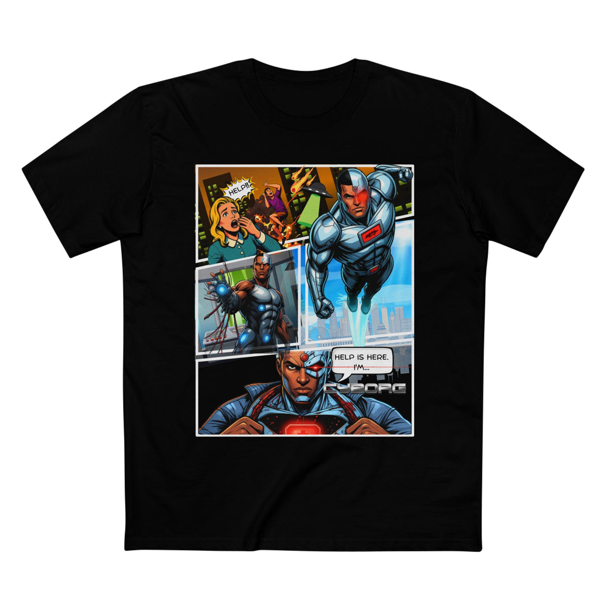 Cyborg Illustrated Hero - Graphic T-Shirt